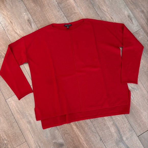 EILEEN FISHER Merino Wool Red Sweater Women's Petite Medium - Picture 4 of 15